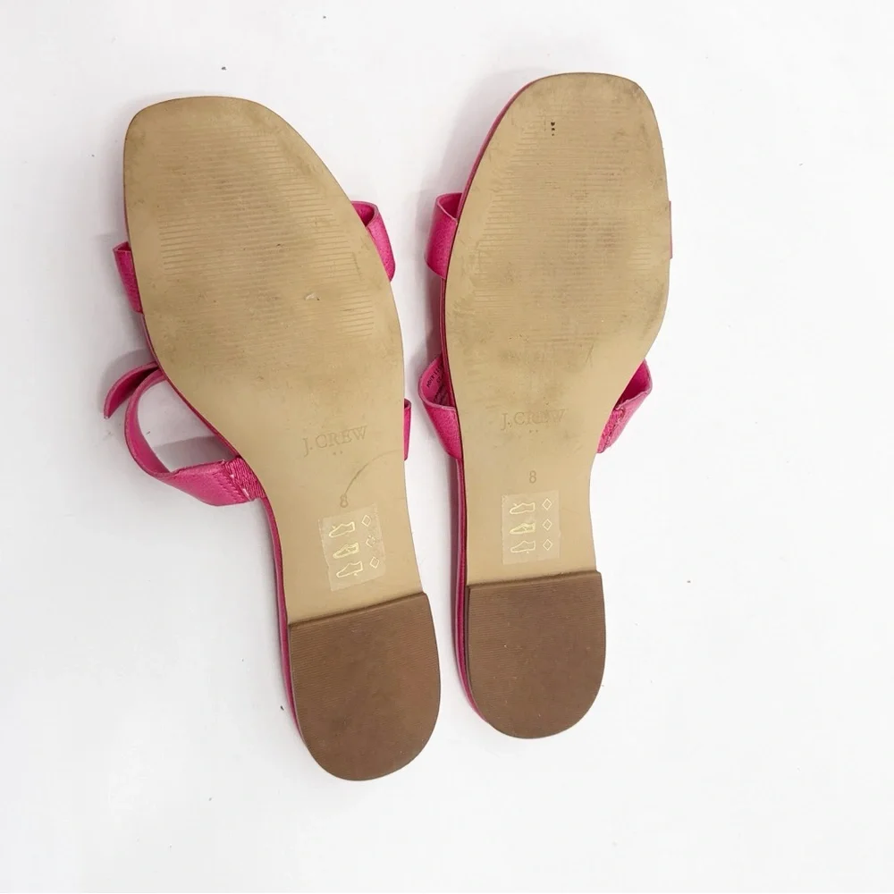 J. Crew Pink Slide Sandals with Bow Detail size 8